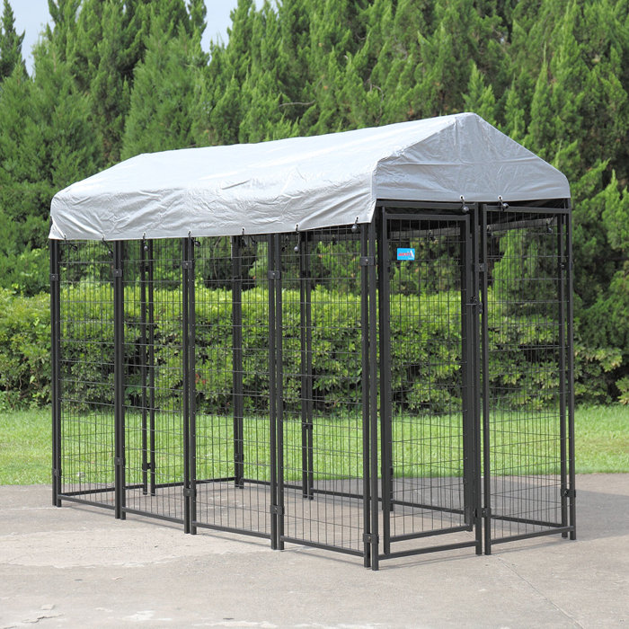 coziwow Outdoor Metal Dog Pet Kennel with Roof Canopy & Reviews